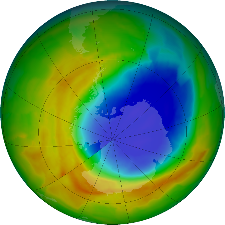 Antarctic ozone map for 24 October 2012
